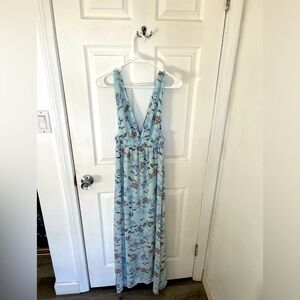 Flowy Maxi Dress Sleeveless Deep V Neckline